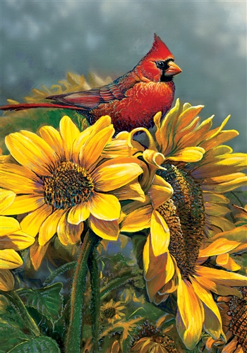 Vintage Cardinals Flying Around Sunflowers You Are My Sunshine