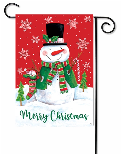 Red & Green Snowman Decorative Garden Flag