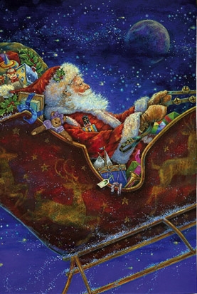 Santa in Sleigh Garden Flag