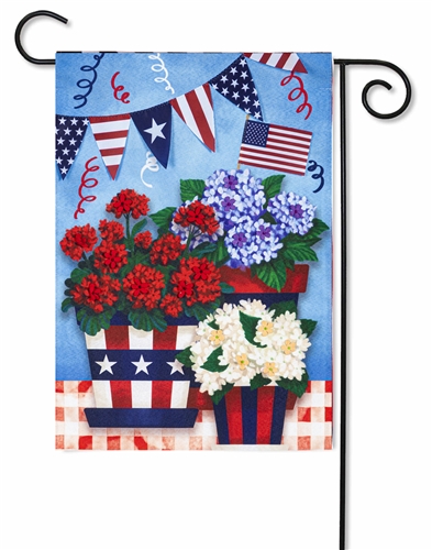 Patriotic Flower Pot Linen Decorative Garden Flag