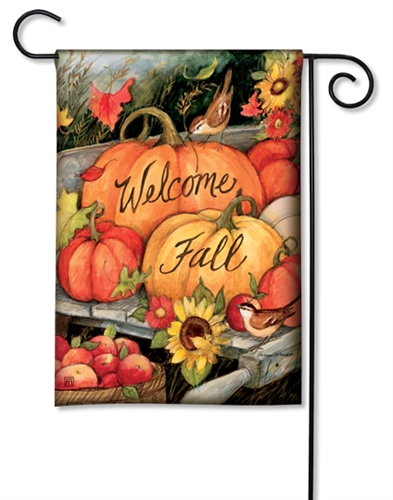 Welcome Fall Pumpkins BreezeArt Garden Flag