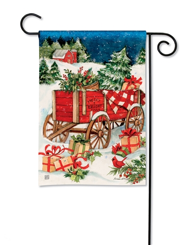 Christmas Farm Wagon Breezeart Garden Flag