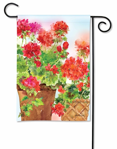 Potted Geraniums BreezeArt Garden Flag