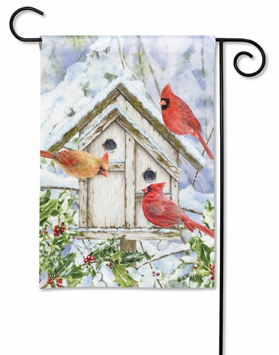 Cardinal Birdhouse Breezeart Garden Flag