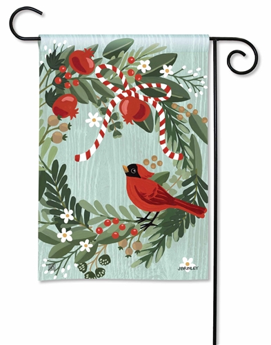 Cardinal Wreath BreezeArt Garden Flag