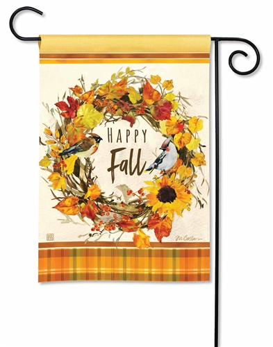 Happy Fall Wreath BreezeArt Garden Flag