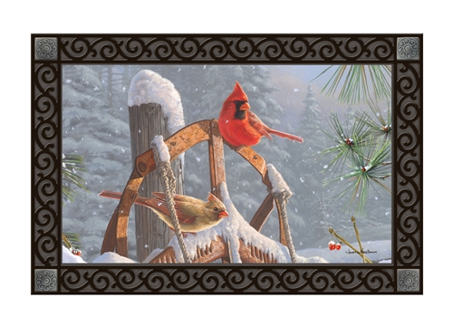 Cardinals in Snow Indoor & Outdoor MatMate Insert - Doormat 18 x 30